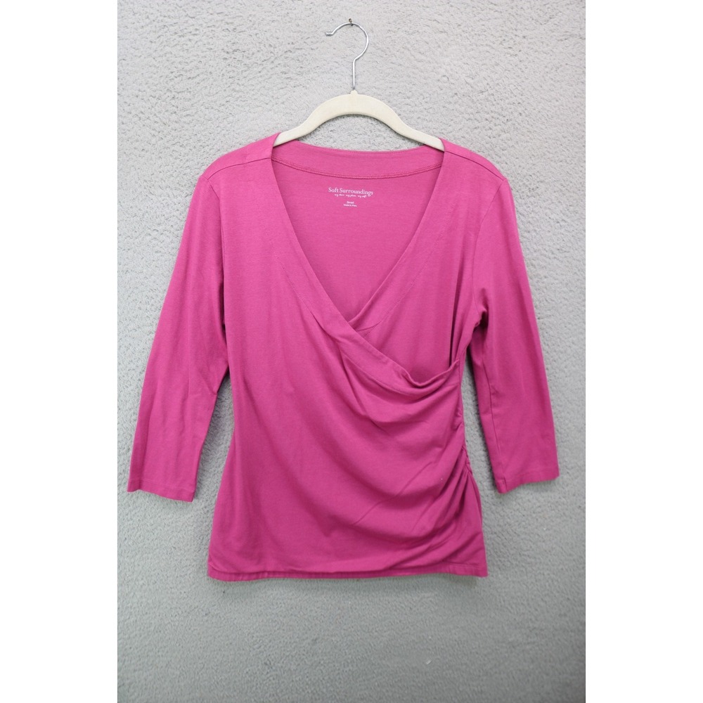 Soft Surroundings Pink 3/4 Sleeve Ballerina Wrap Tunic-Small-Minimalist-Soft